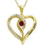 آویز قلب طلا و جواهر با نگین یاقوت قرمز و الماس تراش برلیان مدل: npdf13008