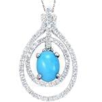 آویز طلا و جواهر با نگین فیروزه و الماس تراش برلیان مدل: npdf13009