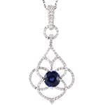 آویز طلا و جواهر با نگین یاقوت کبود و الماس تراش برلیان مدل: npdf13011