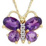 آویز بچه گانه جواهر با نگین الماس تراش برلیان و آمتیس طرح پروانه مدل: pgb2051