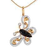 آویز بچه گانه جواهر با نگین الماس تراش برلیان سیاه و سفید طرح پروانه مدل: pgb2060