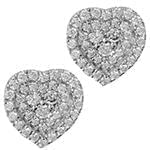 گوشواره میخی طلا و جواهر با نگین الماس تراش برلیان طرح قلب مدل: ebf2102