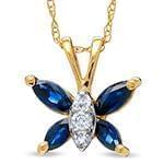 آویز پروانه بچه گانه جواهر با نگین الماس تراش برلیان و یاقوت کبود مدل: pgb2062