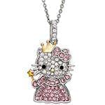 آویز بچه گانه جواهر با نگین الماس تراش برلیان و تورمالین طرح کیتی مدل: pgb2064