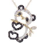 آویز بچه گانه جواهر با نگین الماس تراش برلیان سیاه و سفید طرح پاندا مدل: pgb2065