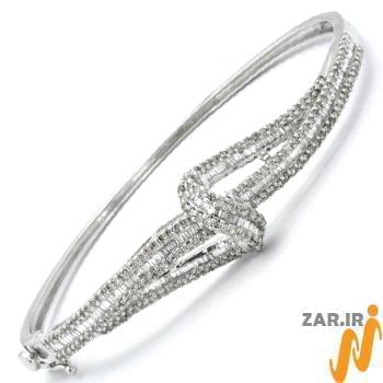 دستبند النگویی جواهر با نگین الماس تراش برلیان و باگت مدل: bng1049 