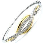 دستبند النگویی جواهر با نگین الماس تراش برلیان و طلای زرد و سفید مدل: bng1052