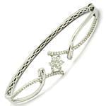 دستبند النگویی جواهر با نگین الماس تراش برلیان طرح فلاور مدل: bng1054