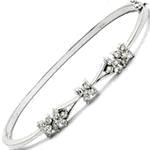 دستبند النگویی جواهر با نگین الماس تراش برلیان طرح فلاور مدل: bng1055