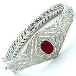 دستبند النگویی جواهر با نگین عقیق و الماس تراش برلیان مدل: bng1059