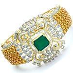 دستبند النگویی جواهر با نگین زمرد، سیترین، الماس تراش برلیان و باگت مدل: bng1060