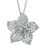 آویز طلای سفید با نگین الماس تراش برلیان طرح گل: مدل pdb2170