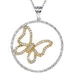 آویز طلای زرد و سفید با نگین الماس تراش برلیان طرح پروانه: مدل pdb2177