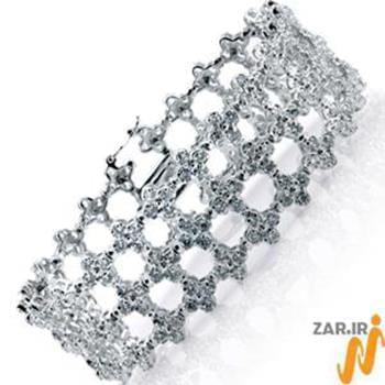 دستبند طلا سفید با نگین الماس تراش برلیان مدل:bgf10581 