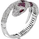 النگو طلا سفید با نگین الماس و یاقوت قرمز طرح مار مدل:bgf1056 