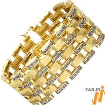 دستبند طلا زرد با نگین الماس تراش برلیان مدل:bgf10701 