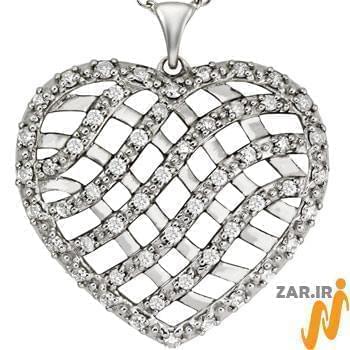 آویز الماس تراش برلیان با طلای سفید طرح قلب مدل: pdb2002