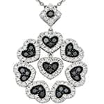 آویز الماس تراش برلیان سیاه و سفید با طلای سفید طرح قلب مدل: pdb2005