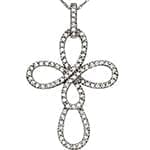 آویز الماس تراش برلیان با طلای سفید طرح صلیب مدل: pdb2006