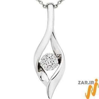 آویز فلاور الماس تراش برلیان و طلای سفید مدل: pdb2012