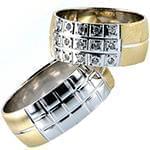 حلقه ست طلای زرد و سفید عروس با نگین الماس تراش برلیان مدل: srd1414