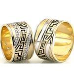 حلقه ست طلای عروس با نگین الماس تراش برلیان طرح ورساچی مدل: srd1420