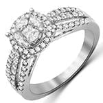 حلقه فلاور (flower) جواهر با نگین الماس تراش برلیان، پرنس و مارکیز مدل : eng2174