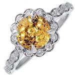 انگشتر طلا و جواهر با نگین سیترین و الماس تراش برلیان طرح گل: مدل rgf1463