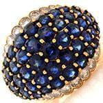 انگشتر طلا و جواهر با نگین یاقوت کبود و الماس تراش برلیان طرح گنبدی: مدل rgf1473