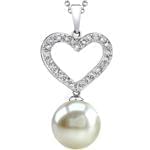 آویز قلب طلا و جواهر با نگین مروارید و الماس تراش برلیان مدل: npdf13013