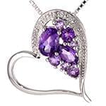 آویز قلب طلا و جواهر با نگین آمتیس و الماس تراش برلیان مدل: npdf13014