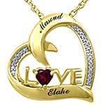 آویز قلب طلا و جواهر با نگین گارنت و الماس تراش برلیان مدل: npdf13015