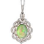 آویز طلا و جواهر با نگین اپال و الماس تراش برلیان مدل: npdf13017