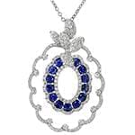 آویز طلا و جواهر با نگین یاقوت کبود و الماس تراش برلیان مدل: npdf13022