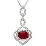 آویز طلا و جواهر با نگین یاقوت قرمز و الماس تراش برلیان مدل: npdf13023