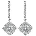 گوشواره طلا و جواهر با نگین الماس تراش برلیان و باگت مدل: ebf2104