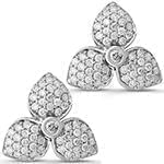 گوشواره میخی طلا و جواهر با نگین الماس تراش برلیان طرح گل مدل: ebf2107