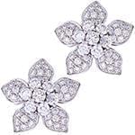 گوشواره میخی طلا و جواهر با نگین الماس تراش برلیان طرح گل مدل: ebf2110