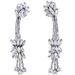 گوشواره طلا و جواهر با نگین الماس تراش برلیان، مارکیز و باگت مدل: ebf2111