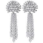 گوشواره طلا و جواهر با نگین الماس تراش برلیان، باگت و اشک مدل: ebf2112