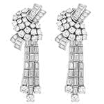 گوشواره طلا و جواهر با نگین الماس تراش برلیان و باگت مدل: ebf2113