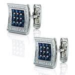 دکمه سردست طلا سفید با نگین الماس تراش برلیان و یاقوت کبود مدل: cdm1126