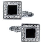 دکمه سردست طلا سفید با نگین الماس تراش برلیان و انیکس مدل: cdm1127