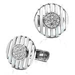 دکمه سردست طلا سفید با نگین الماس تراش برلیان مدل: cdm1128