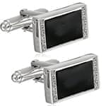 دکمه سردست طلا سفید با نگین الماس تراش برلیان و انیکس مدل: cdm1129