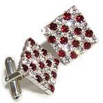 دکمه سردست طلا سفید با نگین الماس تراش برلیان و یاقوت قرمز مدل: cdm1132