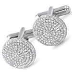 دکمه سردست طلا سفید با نگین الماس تراش برلیان مدل: cdm1134