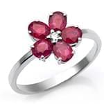 انگشتر طلای سفید با نگین یاقوت قرمز و الماس تراش برلیان طرح فلاورمدل :rgf1122