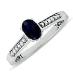 انگشتر طلا سفید با نگین یاقوت کبود و الماس تراش برلیان مدل : rsf1015