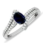 انگشتر طلا سفید با نگین یاقوت کبود و الماس تراش برلیان مدل: rsfm1020